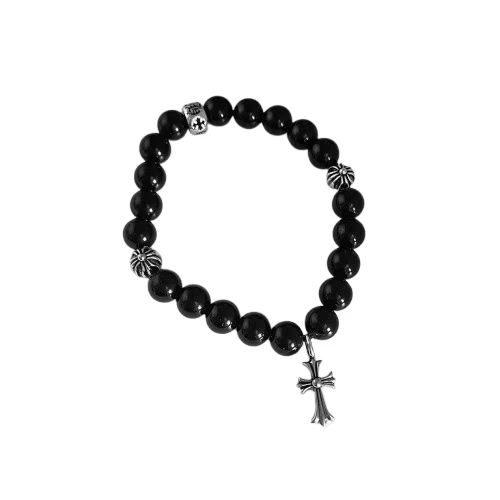 Chrome Hearts Bracelet Black Bead Cross Charm Bracelet
