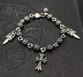 Chrome Hearts Floral Bead Cross Dagger Charm Bracelet